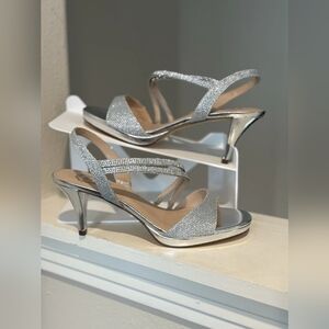 Elegant Silver Strappy Heels